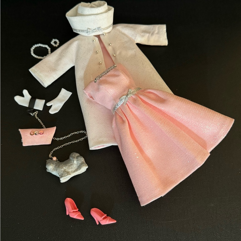Vintage Barbie doll Clone Dress & Coat Clothing Handmade set-Doll Not Included